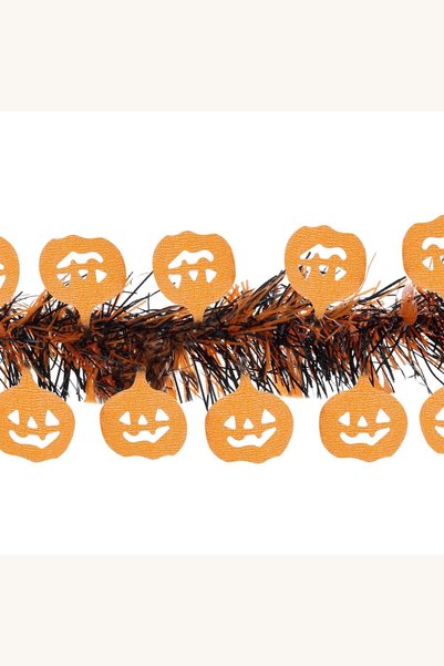 Comerivo Decoratiune ghirlanda Halloween 2m cu dovleci si beteala portocalie