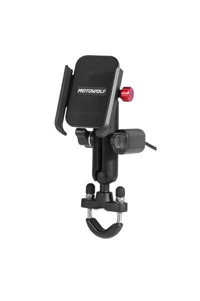 CerCip Motorcycle Phone Holder with USB Charging, 360° Rotation, Aluminum, Ha...