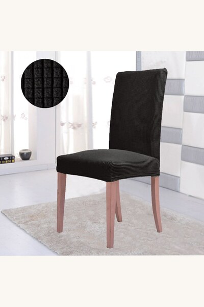 Comerivo Husa Elastica pentru Scaun Neagra cu Carouri, 48x56cm