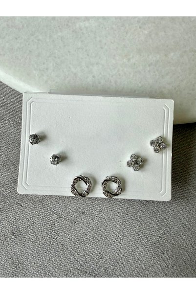 Merishe Jewerly Minimal Spiral Silver Set Earrings