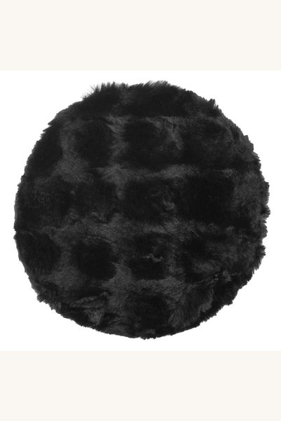 Comerivo Perna rotunda pentru scaun, blana artificiala neagra cu relief bubbl...