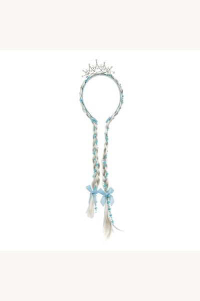 Comerivo Tiara cu codite albe si margele pentru fetite, coronita par 30cm
