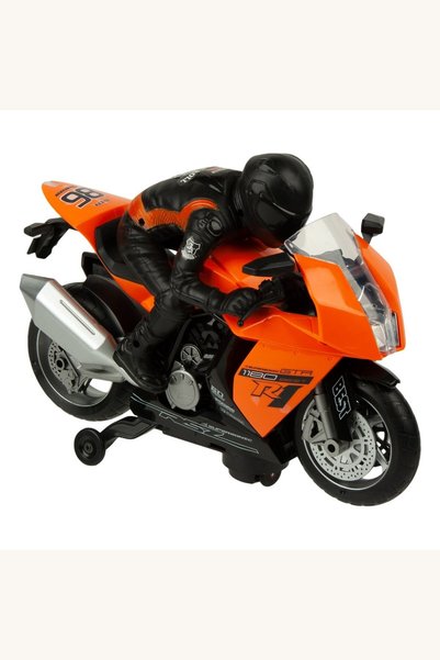 Comerivo Motocicleta portocalie cu pilot si efecte sonore - vehicul cu miscar...