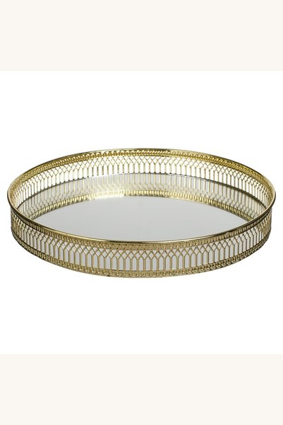 Comerivo Tava metalica cu suprafata oglinda si margine aurie 25cm