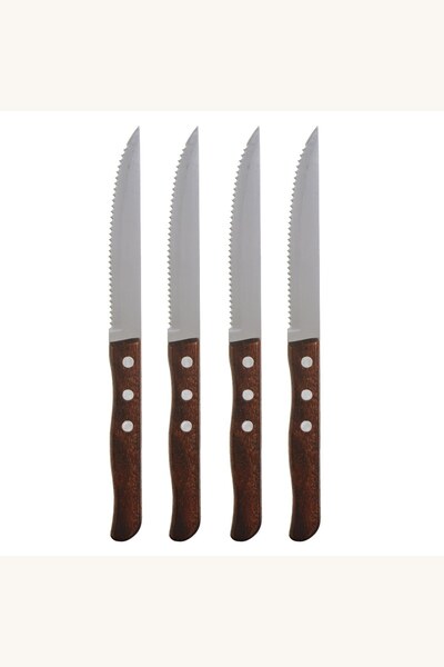 Comerivo Set 4 cutite de masa cu lama zimtata din inox si maner din lemn