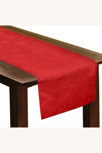 Comerivo Traversa de masa Craciun rosie cu fulgi glitter 160x33cm