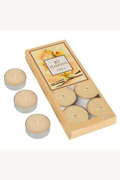 Comerivo Set 10 lumanari pastila ecru cu aroma vanilie pentru atmosfera calda