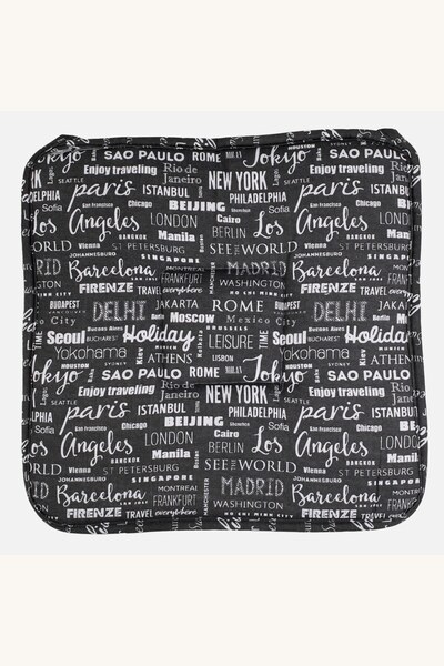 Comerivo Perna reversibila pentru scaun, gri cu imprimeu orase, 39x39cm