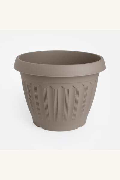 Comerivo Ghivec plastic pentru flori culoare mocca, 27,5cm diametru, design s...