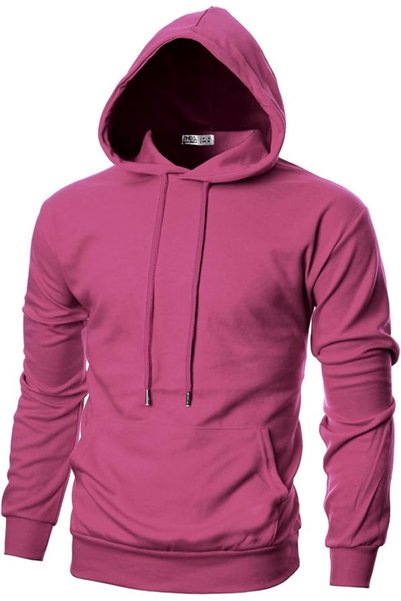 Ohoo Mens Slim Fit Long Sleeve Lightweight Pullover Basic Hoodie With Kangaro...