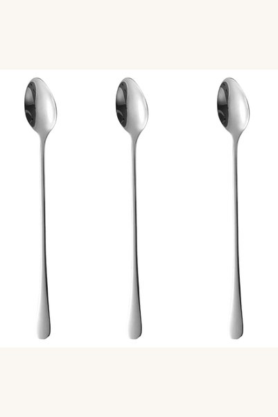 Comerivo 3 Lingurite Inox 21cm pentru Inghetata si Cocktailuri cu Maner Lung
