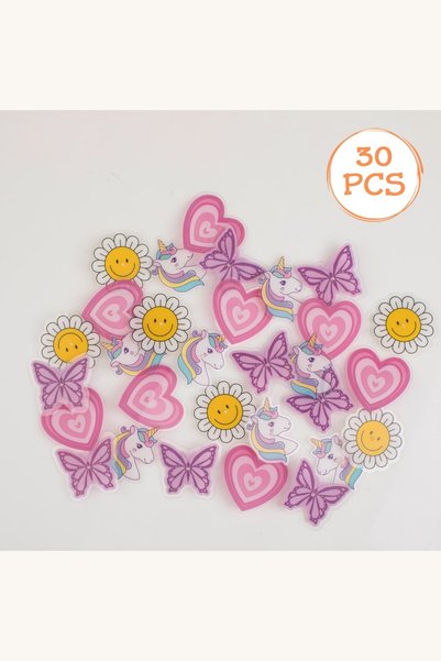 Comerivo Set 30 clipsuri decorative pentru spite bicicleta, modele inima flut...