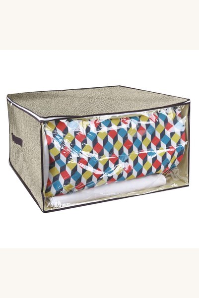 Comerivo Husa depozitare haine bej cu fermoar si fereastra 65x55x40cm