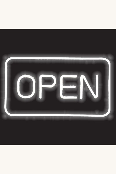 Comerivo Panou luminos LED neon Open, 41x23.5cm, decoratiune moderna pentru casa