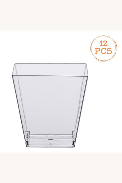 Comerivo Set 12 boluri pătrate reutilizabile din plastic transparent, 240ml