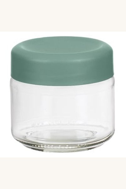 Comerivo Borcan sticla transparent 330ml cu capac verde menta pentru pastrare...