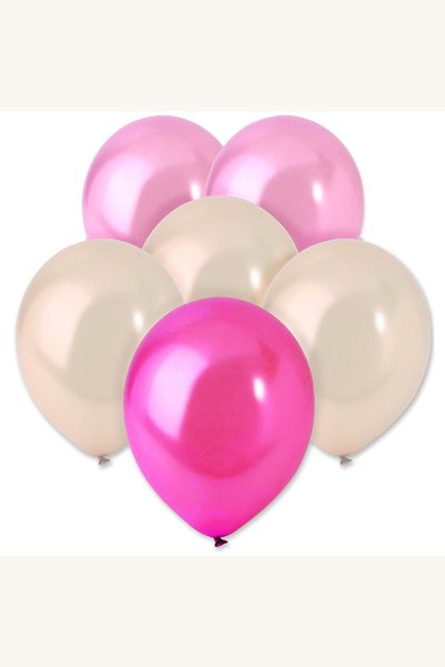 Comerivo 20 baloane metalizate roz fucsia ecru, 30cm pentru decoratiuni petre...