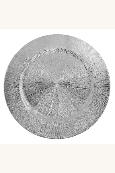 Comerivo Platou rotund argintiu cu model radial - 33cm pentru aranjamente fes...