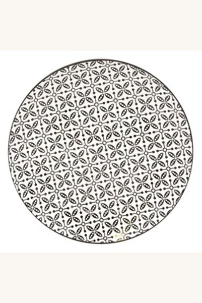 Comerivo Farfurie din portelan bej cu model negru, diametru 26.5cm