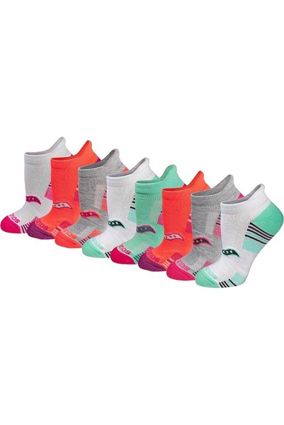 SAUCONY Women's Multipack Performance Heel Tab Athletic Socks (Pack of 16)