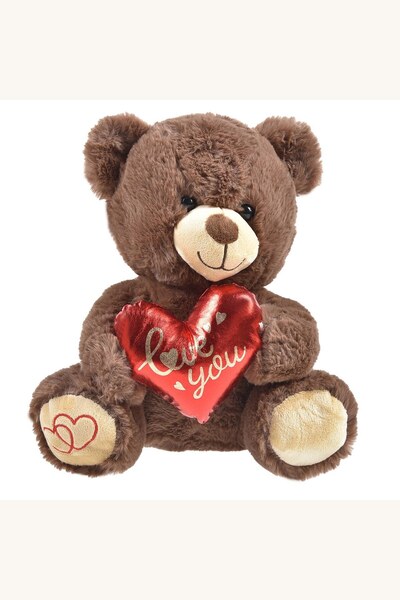 Comerivo Plus Maro Ursulet cu Inima Rosie si Mesaj Romantic 25cm