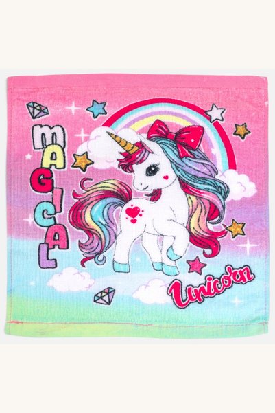 Comerivo Prosopel bumbac moale roz cu unicorn 30x30cm pentru fetite