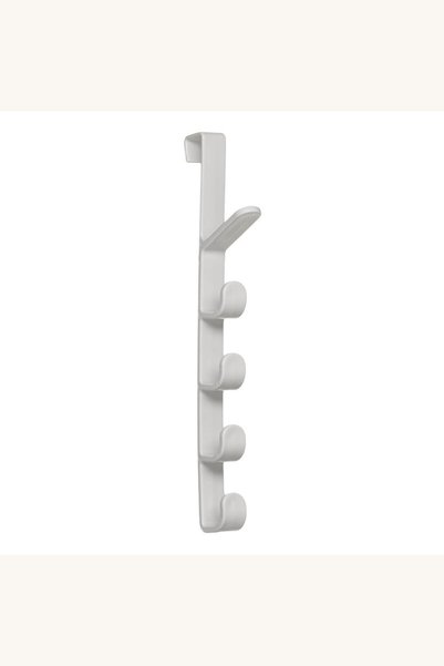 Comerivo Cuier plastic alb cu 5 carlige pentru usa - organizeaza esarfele si ...
