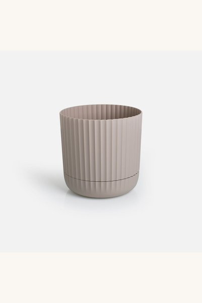 Comerivo Recipient Flori Rotund cu Farfurie Incorporata, Plastic Bej, 13x13cm...