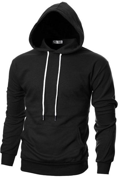 Ohoo Mens Slim Fit Long Sleeve Lightweight Pullover Basic Hoodie With Kangaro...