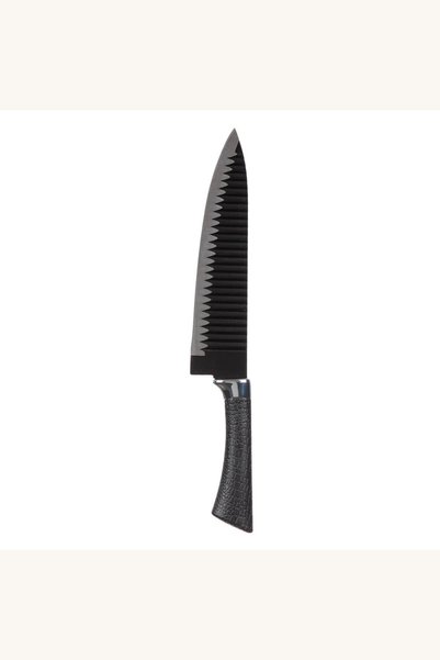 Comerivo Cutit Chef cu Lama Ondulata Otel Inoxidabil 32.5cm Negru Argintiu