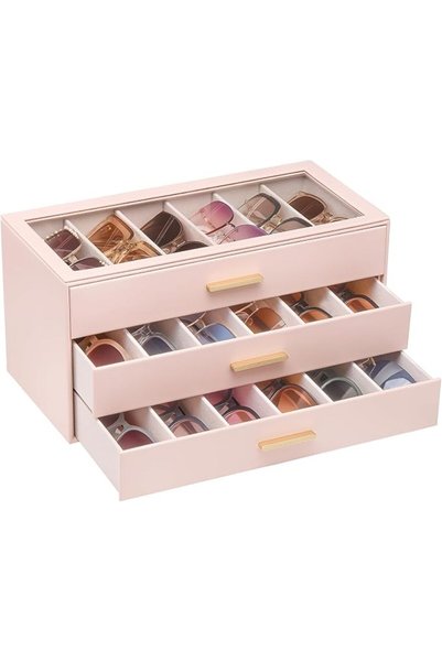 Lolalet Sunglasses Storage Box,Eyewear Eye Glass Sunglass Organizer with Clea...