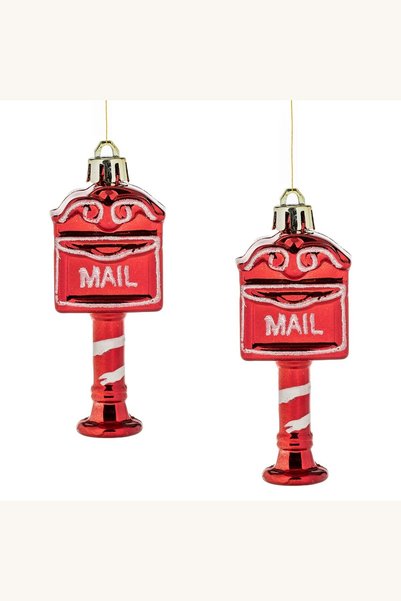 Comerivo Decoratiuni Craciun forma casuta postala rosie glitter alb 8cm 2 bucati