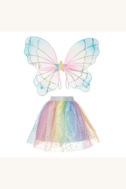 Comerivo Costum deghizare inger printesa cu fusta tutu curcubeu si aripi stra...