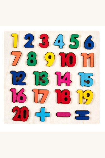 Comerivo Puzzle educativ lemn cu cifre si operatii matematice, 23 piese, 28x2...