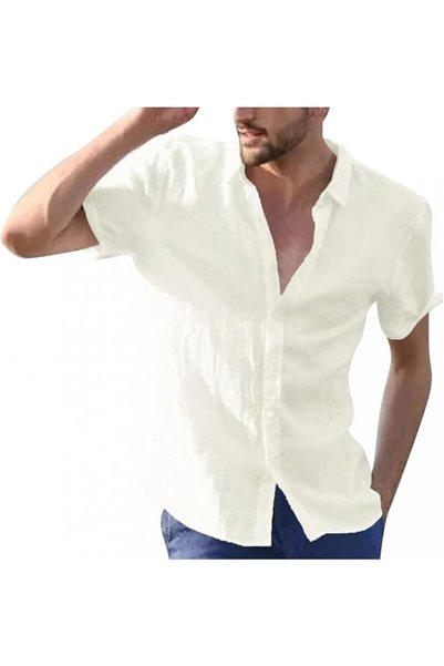 GENERAL Mens Short Sleeve Button Down Shirt Men's Hawaiian Shirt