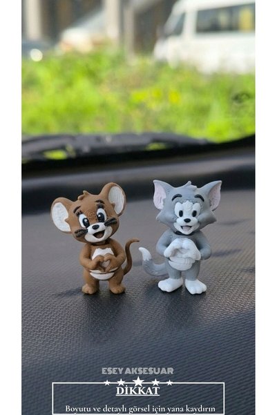 Esey Dizayn Tom And Jerry Araba Süsü 3D MİNİ BOY- Dikiz Ayna Süsü Torpido Süsü