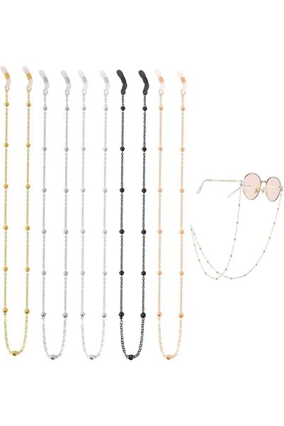ASKIND 5 Pieces Glass Eye Chains, Beaded Eyeglass Strap, Eyewear Holders for ...