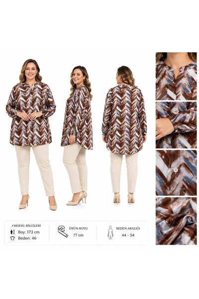 BİrHoşButik قميص كبير الحجم بأزرار وأكمام طويلة مزخرفة، مقاوم للعرق، عصري ومر...