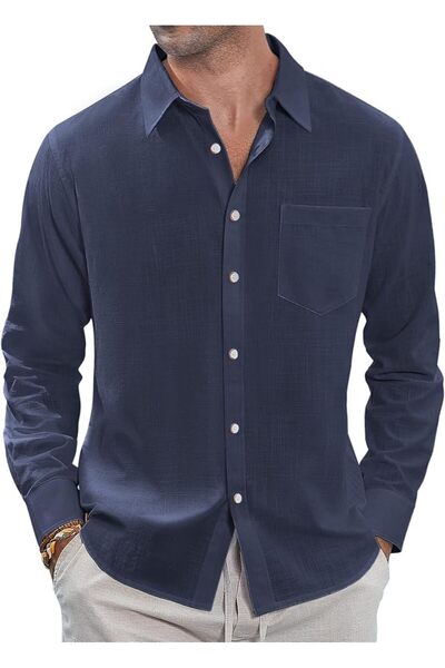 J.VER mens Mmcx-linen Shirt Button Down Shirt