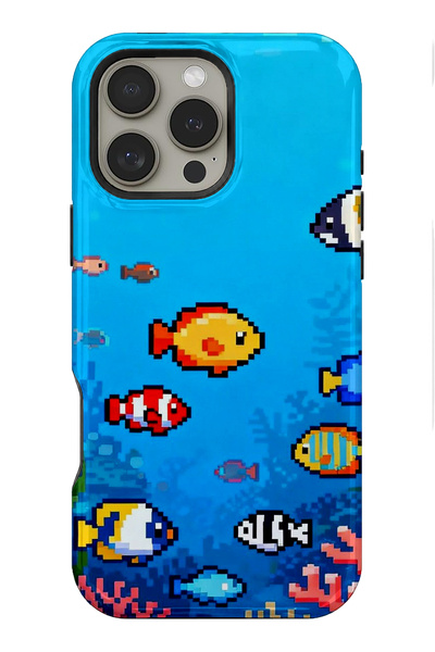 EDELFU متوافق مع iPhone 15 PRO - تصميم أسماك استوائية، غطاء مزدوج الطبقات، غل...