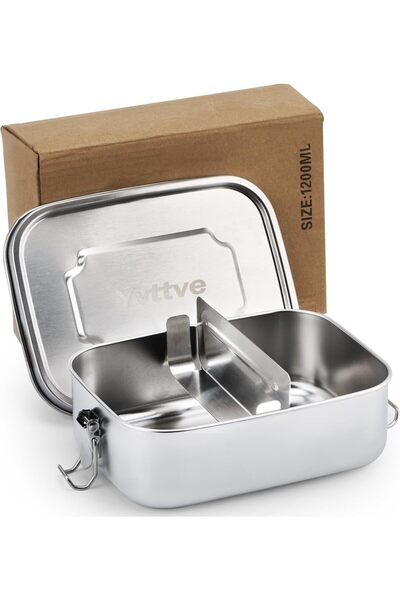 Yvttve Stainless Steel Lunch Box with Compartments, Bento Lunch Box Leak-Proo...