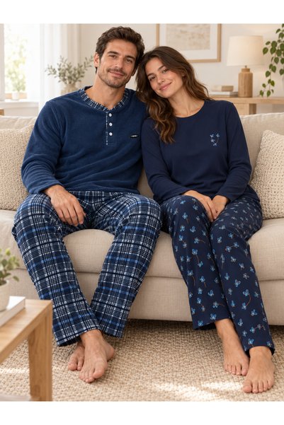 Lena Homewears Daily Comfortable Couple Long Sleeve Pajama Set (Set of 2)