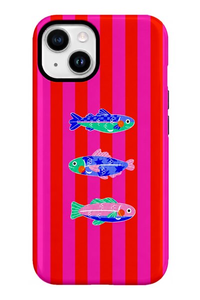 EDELFU متوافق مع iPhone 13 / 14 - تصميم نيون فيش، غطاء مزدوج الطبقات، غلاف حم...
