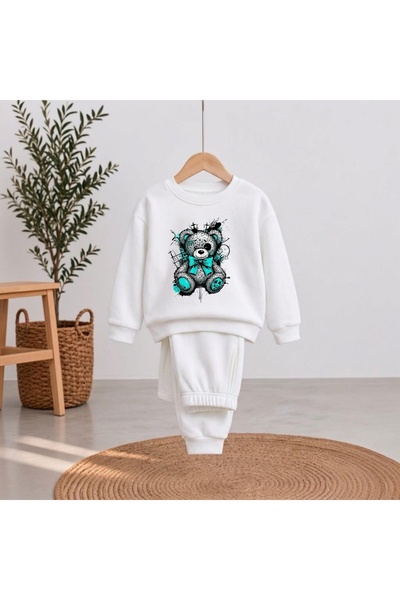 playwear Team Sweatshirt Toy Bear Printed Girls Boys Crew Neck Sweatshirt