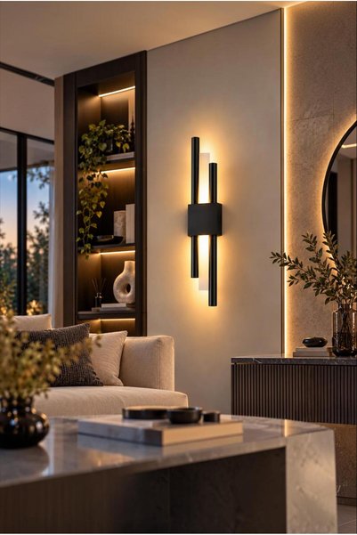 Elizim Home Lighting Modern Siyah LED Pilli Kutu Duvar Apliği – Dekoratif Çif...
