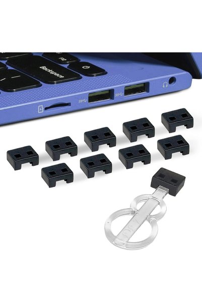 EXCEFORE USB A Port Blockers (10-Pack) - Secure and Dust-Resistant USB Port C...