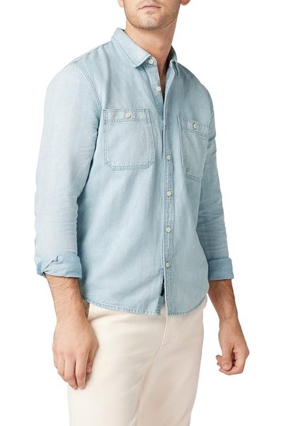 Joe's Jeans قميص رجالي من الكتان بلون النيلي