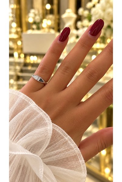 GLARE JEWELRY CO Zircon Stone Detailed Silver Adjustable Joint Pinky Stainles...