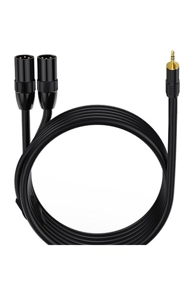 MOTONG كابلات تقسيم XLR إلى 3.5 مم، كابلات صوت ستيريو TRS ذكر إلى مزدوج XLR ذ...