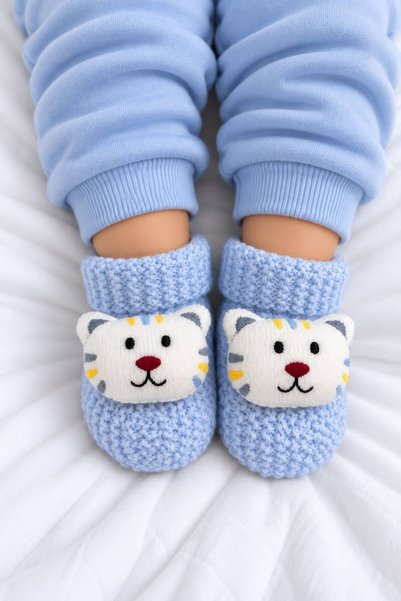 Minissa Newborn Baby Knitted Booties, Knitwear Slippers with Plush Toys - Warm